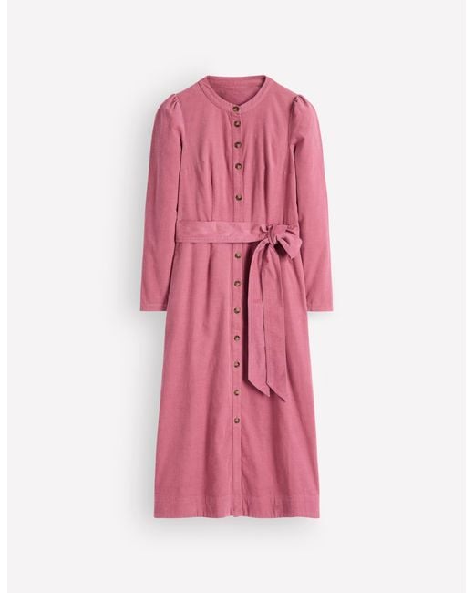 Boden Pink Louise Cord Midi Shirt Dress