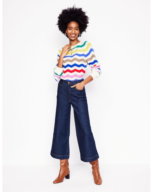 Boden Blue High Rise Wide Crop Jeans