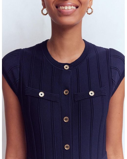 Boden Blue Cap Sleeve Knitted Dress