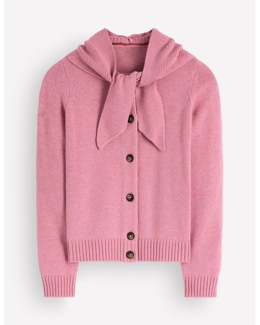 Boden Pink Lydia Tie Neck Knit Cardigan