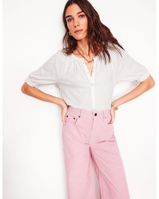 Boden White Isla Jersey Shirt