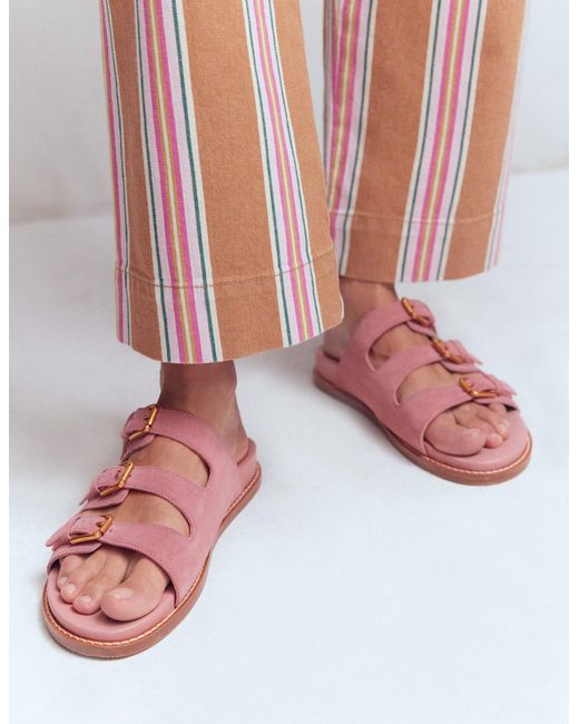 Boden Pink Triple Strap Footbed Sandal