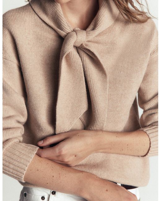 Boden Natural Lydia Tie Neck Knitted Sweater