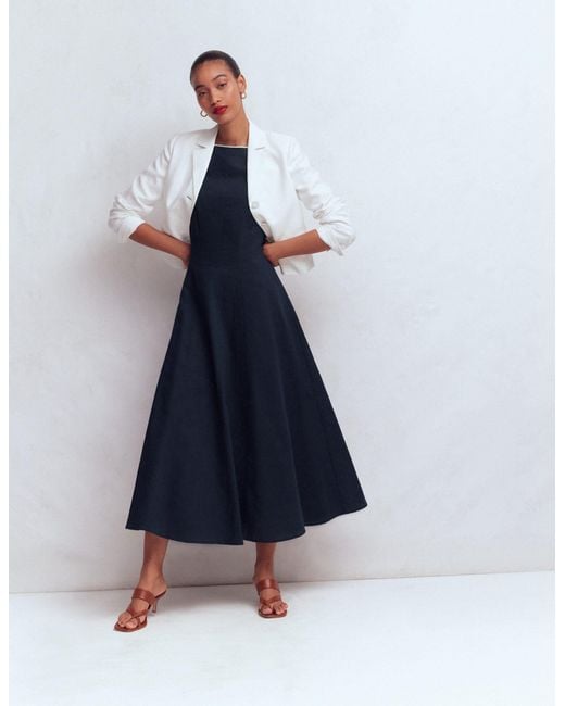 Boden Blue Annet Linen Blend Midi Dress