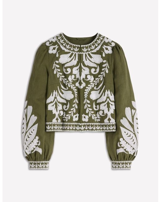 Boden Black Embroidered Linen Jacket