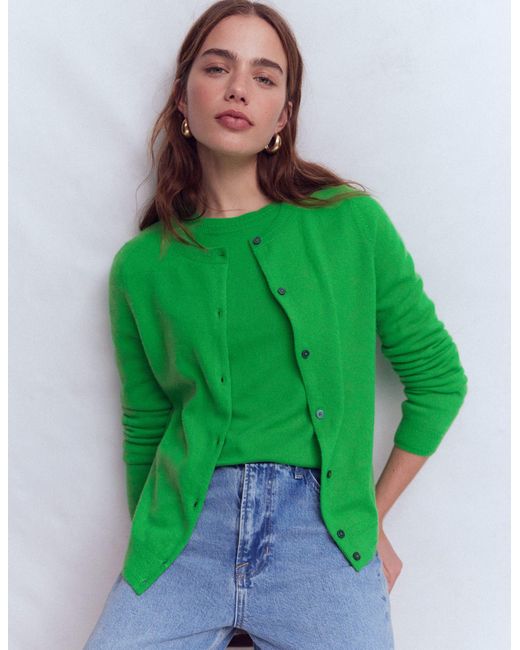 Boden Green Eva Cashmere Crew Cardigan