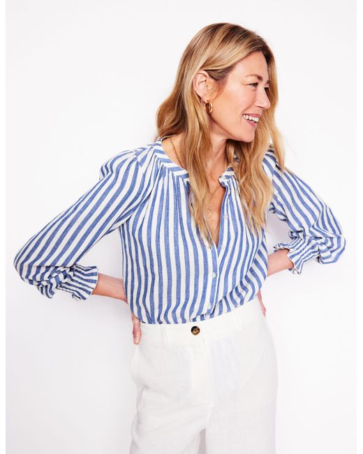 Boden Blue Evie Double Cloth Top