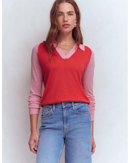 Boden Agnes Collared Linen Jumper