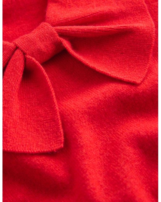 Boden Red Bow Neck Knitted Jumper