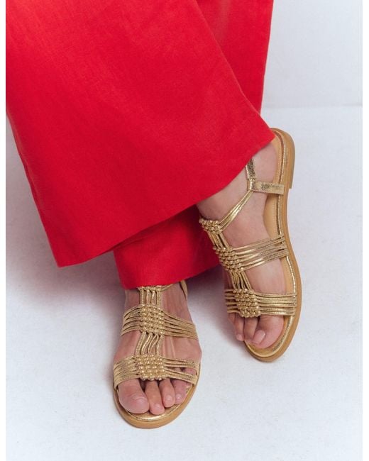 Boden Red Multi Strap Knot Sandal