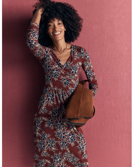 Boden Brown Jasmine Ruched Jersey Dress
