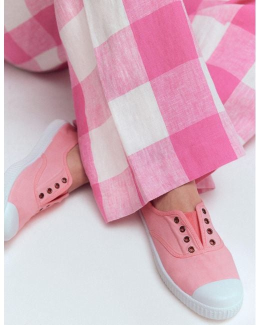 Boden Pink Laceless Canvas Plimsoll