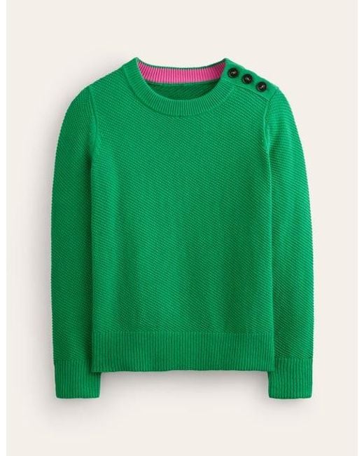 Boden Green Button Detail Stitch Jumper