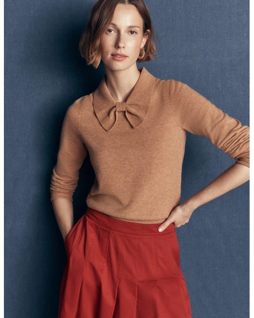 Boden Blue Bow Neck Knitted Jumper