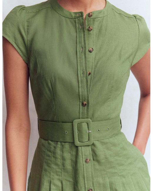 Boden Green Arabella Short Linen Dress