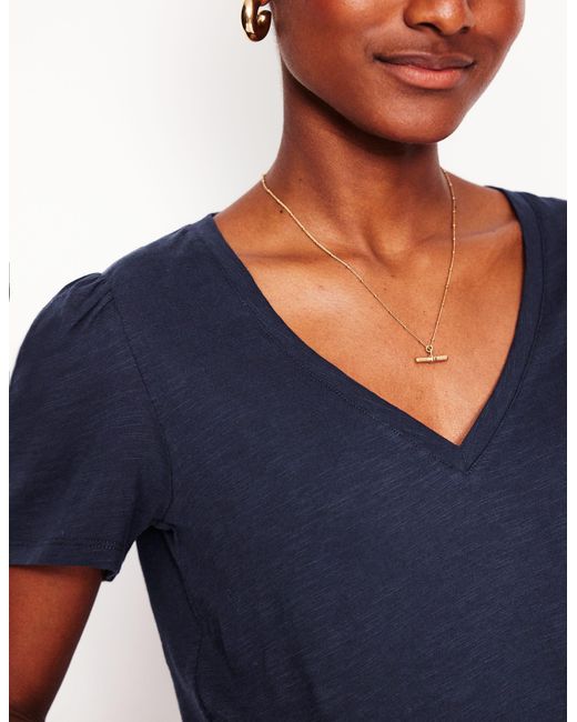 Boden Blue Sophie V-Neck Slub T-Shirt