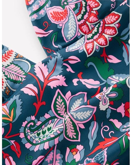 Boden Blue Mykonos Deep V Swimsuit- Structured Meadow