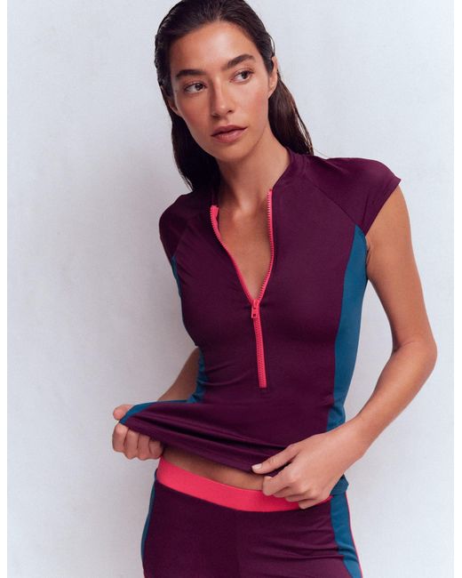 Boden Red Short Sleeve Rash Guard Top