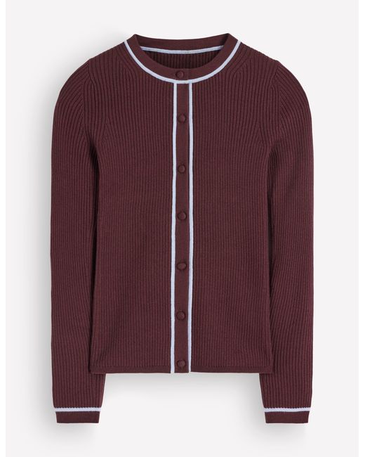 Boden Blue Paula Ribbed Crew Cardigan