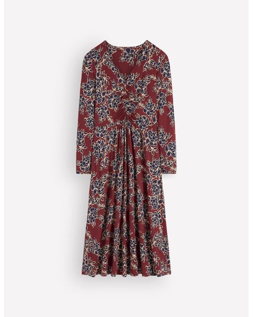 Boden Brown Jasmine Ruched Jersey Dress