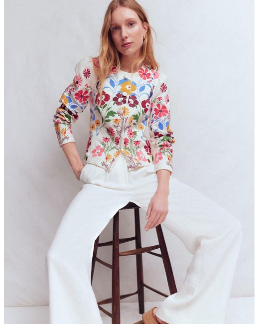 Boden White Salisbury Puff Sleeve Jacket