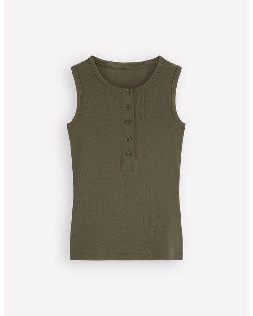 Boden Green Crew Neck Henley Top Vest