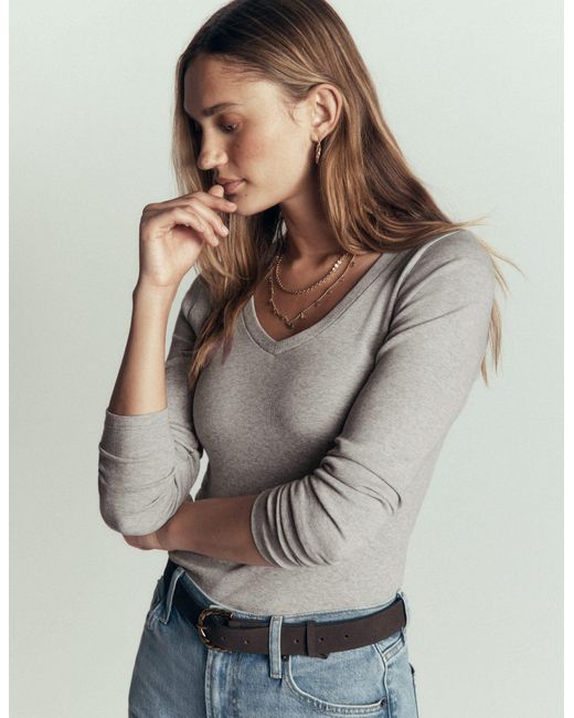 Boden Gray Annie Essential V Neck Top