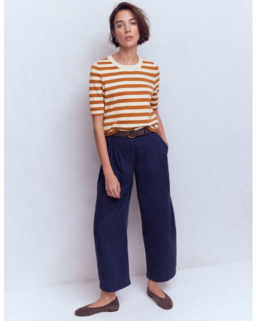 Boden Blue Emilia Cotton Crew T-Shirt