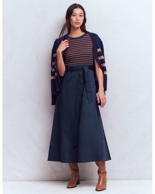Boden Blue Crew Neck Mix Media Dress