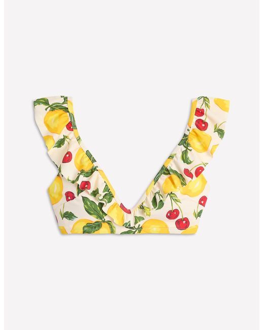 Boden White Evia Ruffle Bikini Top