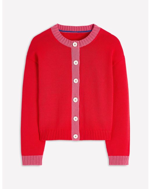 Boden Red Jemma Chunky Cotton Cardigan