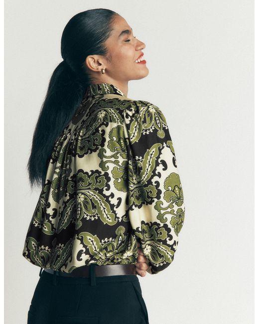 Boden Green Long Sleeve Printed Shirt