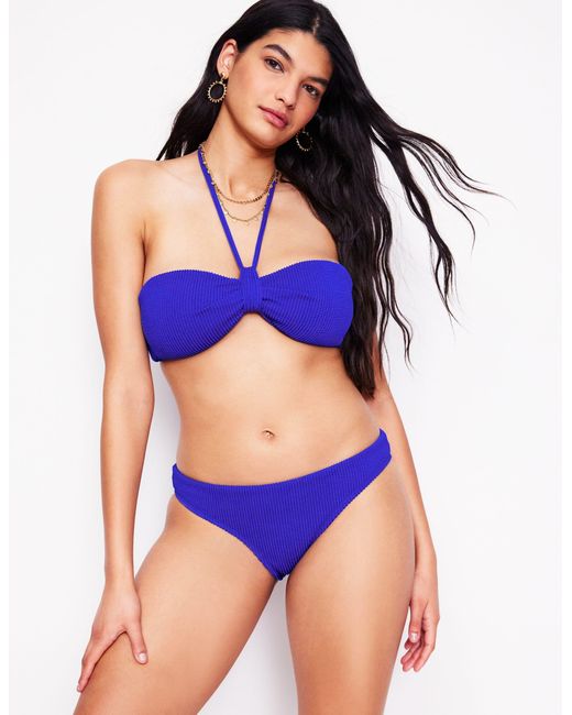 Boden Blue Crinkle Texture Bikini Bottoms