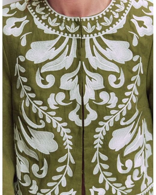 Boden Black Embroidered Linen Jacket