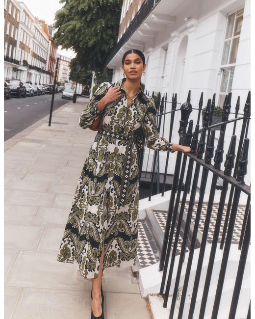 Boden Green Maeve Cotton Midi Shirt Dress