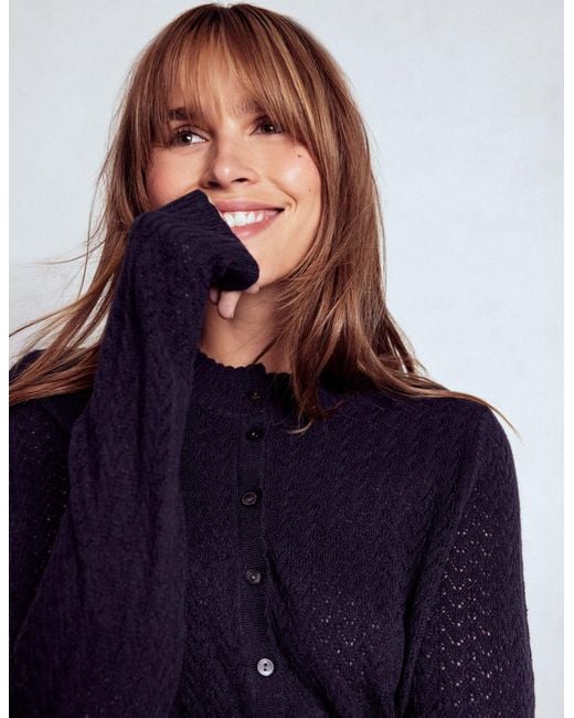 Boden Blue Diane Pointelle Cardigan