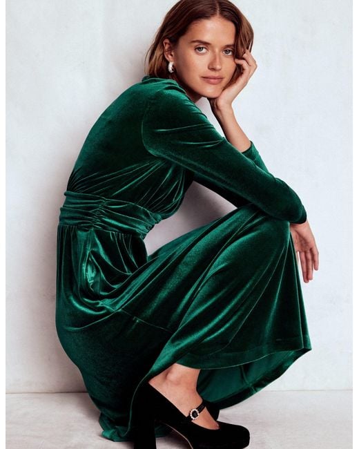 Boden Green Tilda Velvet Midi Dress