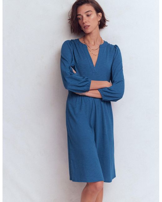 Boden Blue Cathy Notch Neck Jersey Dress