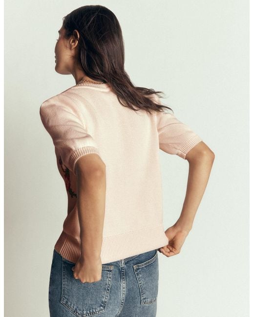 Boden White Puff Sleeve Cotton Cardigan