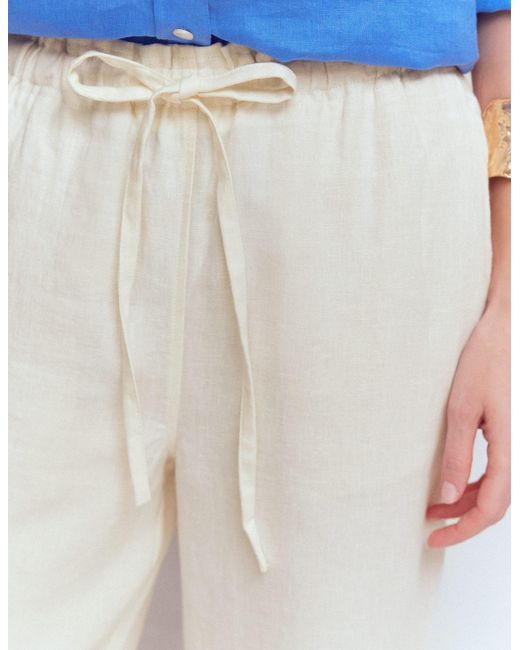 Boden Blue Islington Linen Crop Trousers