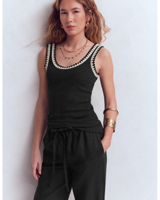 Boden Black Maddie Trim Detail Vest Top