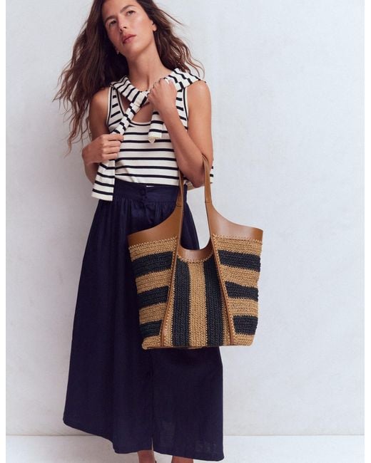 Boden Blue Straw Tote