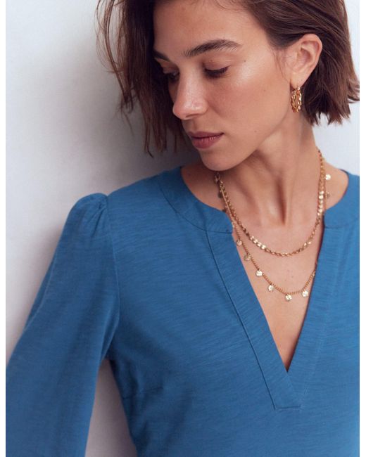 Boden Blue Cathy Notch Neck Jersey Dress