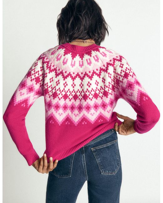 Boden Red Mae Fair Isle Knitted Sweater