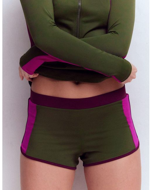 Boden Purple Rash Guard Swim Shorts