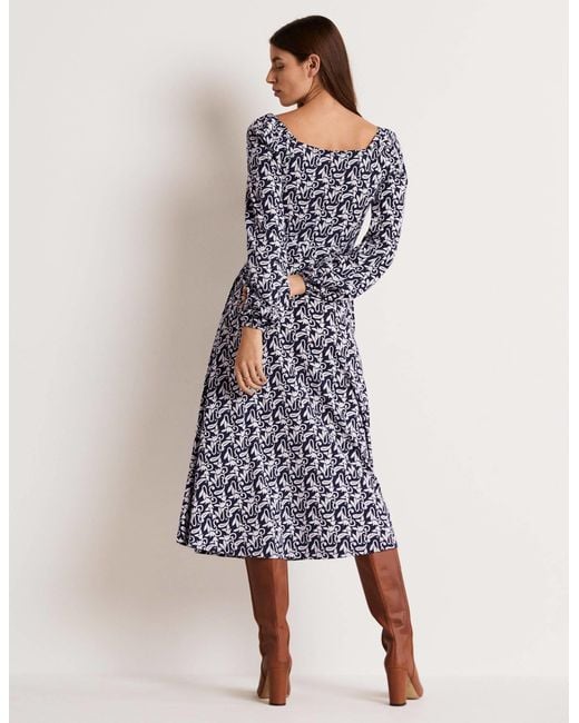 boden square neck jersey dress Boden Women's Mia V-neck Jersey Midi Dress in Blue