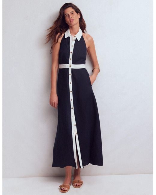 Boden Blue Eva Linen Blend Maxi Dress