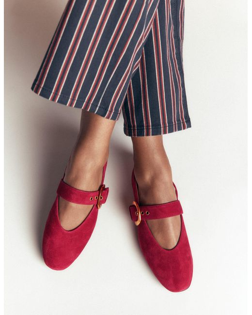 Boden Red Kylie Flat Buckle Mary Janes