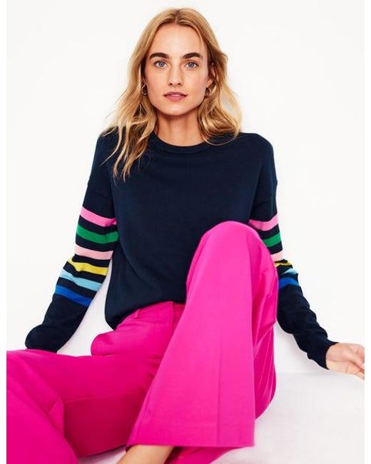 Boden Lara Relaxed Cotton Jumper in Blue Lyst UK