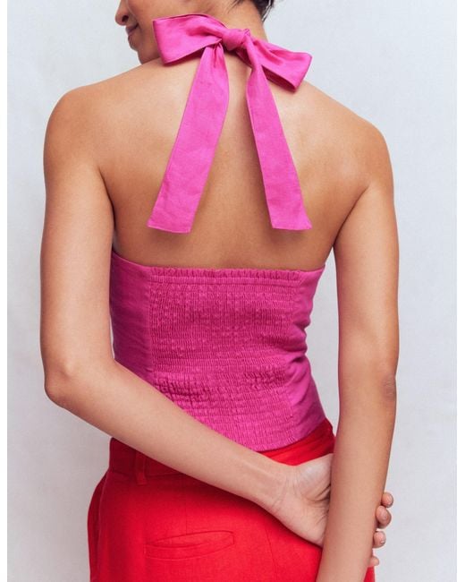 Boden Pink Halterneck Linen Top